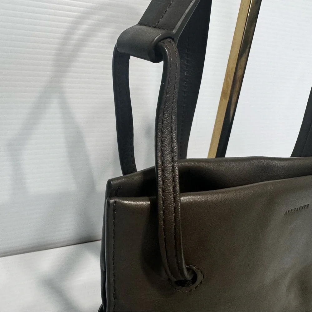 All Saints Freedom Dark Gray Mini Tassel Bucket Bag - Picture 7 of 16